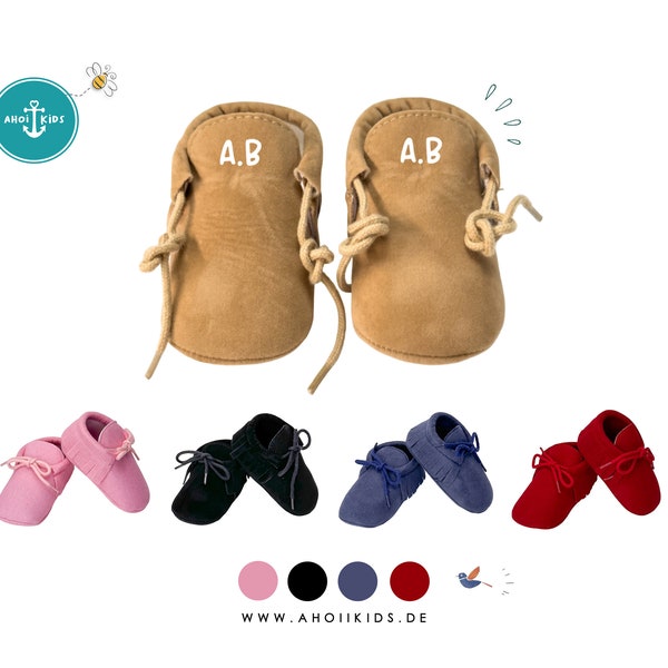 Baby Schuhe, Personalisiertes Babyschuhe mit Namen, Babyset, Krabbelschuhe, Babygeschenk zur Geburt, Kunstleder Schuhe, Ahoiikids