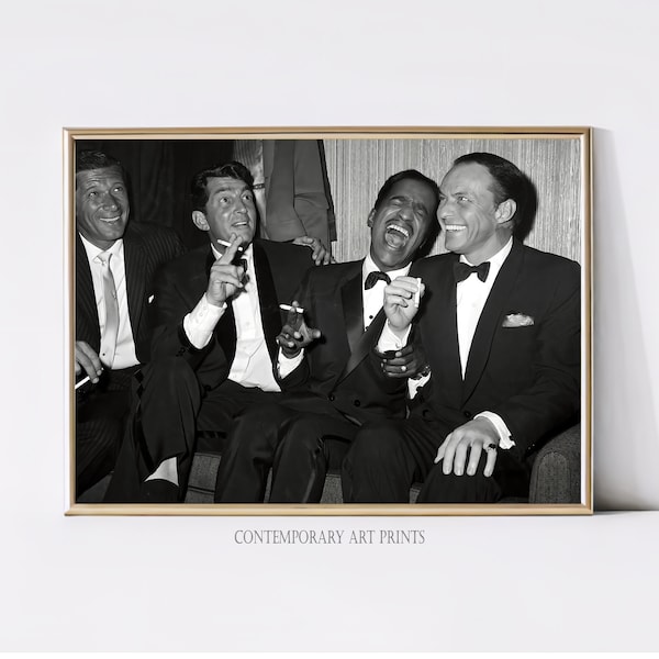 The Rat Pack - Dean Martin, old Hollywood glam [730-1244], Sammy Davis Jr. and Frank Sinatra c. 1961 - black & white, vintage celebrities