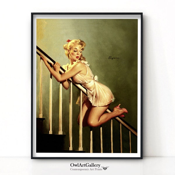 Vintage Gil Elvgren Print, Art PRINT, Vintage Decor, Vintage Art Print, Elvgren Girl,Original Pin Up Vintage Print