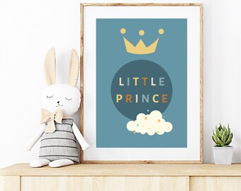 Boho Nursery Decor for Baby Boy Wall Art Printable Little Prince Crown Decor Kids Room Wall Art Modern Nursery Prints
