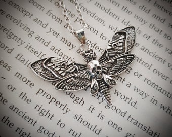 Moth necklace, goth necklace, gothic jewellery, gift ideas, gifts for her, witchcraft necklace,moth talisman, night magic