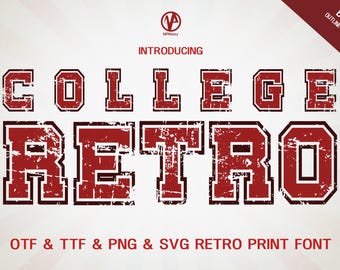 College Retro v2 Font: 70s Groovy Typeface (OTF & TTF)