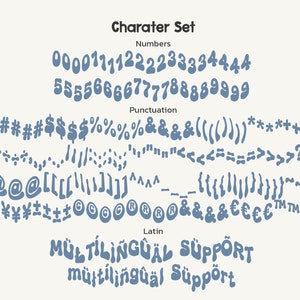 Examples of new wave fonts, numbers,  punctuation and latin