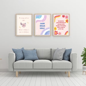 3 Piece BTS wall art printable Shine Dream Smile Spring Day Lyrics Positive Wall Art BTS art kpop wall decor