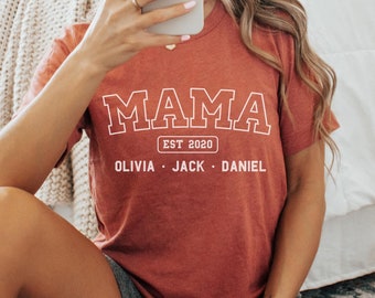 Mama shirt with children names | Custom Mothers day gifts |  EST vintage tee | Personalized gifts for mom birthday | New Mom | Gift for her