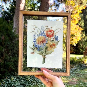 Birth Flower Family Bouquet Custom Digital Print Personalized Gift Mother&#39;s Day Antique Home art Grandmother gift Floral Family portrait
