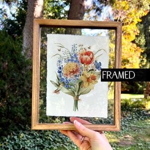 Birth Flower Family Bouquet Custom Digital Print Personalized Gift Mother&#39;s Day Antique Home art Grandmother gift Floral Family portrait