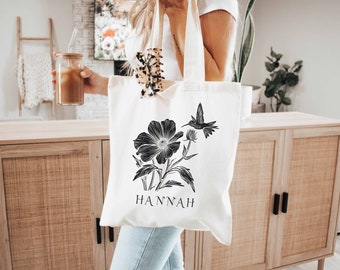 Birth flower gift, Personalized Tote Bag, Bachelorette party favors, Birthday gifts for her, Party bags, Best Friend Teenage girl, Christmas