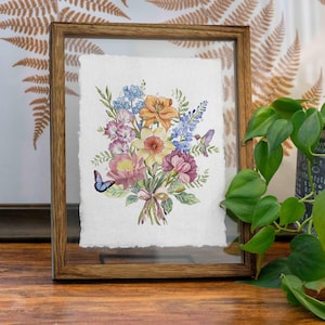 Birth Flower Family Bouquet Custom Print Personalized Gift Mother&#39;s Day Birth Month Grandmother gift Floral Family portrait Grandma&#39;s Garden
