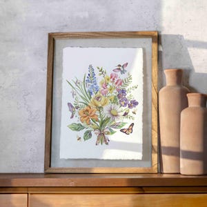 Custom Birth Flower Print, Personalized Birthflower Gift for Mom, Grandma’s Garden Wall Art, Family Bouquet Gift for Her, Mother&#39;s birthday
