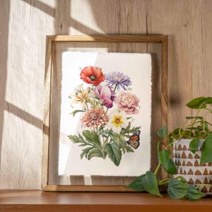 Birth Flower Bouquet Personalized Gift Custom Printable Gift Personalized Garden Print Mothers Day Gift for Grandma Birth Month Flower Art