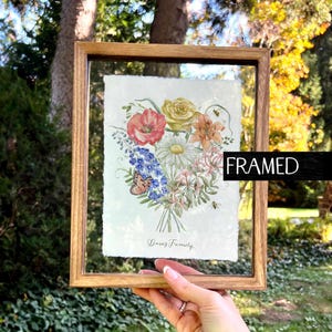 Birth Flower Family Bouquet Custom Digital Print Personalized Gift Mother&#39;s Day Antique Home art Grandmother gift Floral Family portrait