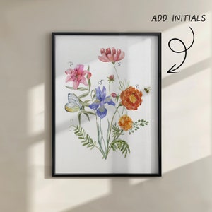 Custom Birth Flowers Family Bouquet Digital Print Birth Month Painting Mother's Day gift for Grandmother Floral Family portrait grandma