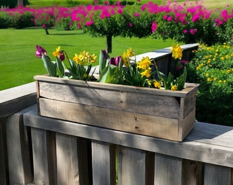 Farmhouse Wedding Centerpiece Decor - Rustic Wooden Planter Box (5-5.75" H) - Reclaimed Wood for Indoor & Outdoor Use - Succulent, Window, o