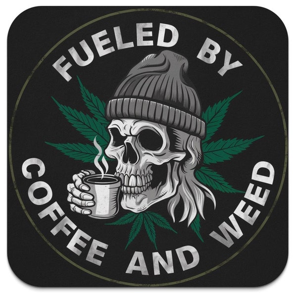 Fueled by Coffee and Weed Skull Graphic Napkin, Gothic Home Decor, Kitchen Accessories, Cool Party Supplies