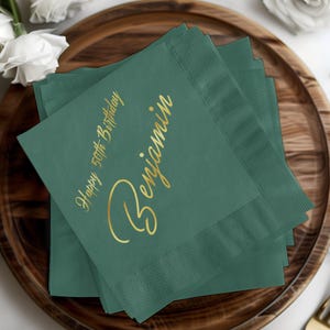 Tovaglioli di compleanno personalizzati, tovaglioli personalizzati per il 50° compleanno, eleganti articoli per feste, tovaglioli per feste con nome personalizzato, decorazioni per eventi