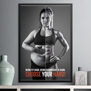Gym Motivation Poster, Choose Your Hard Workout Poster, Fitness Transformation Wall Art, Inspirational Gym Decor