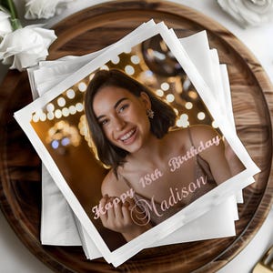 Custom 18th Birthday Napkins, Personalized Party Napkins, Birthday Napkins, Madison Napkins, Elegant Birthday Decor, Girl Birthday
