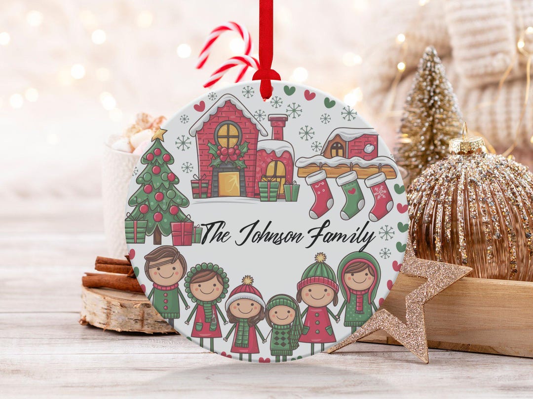 Personalized Family Ornament Canvas - Up to 9 Members - Christmas Gift For Family
