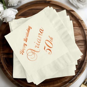 Tovaglioli di compleanno personalizzati, tovaglioli per feste personalizzati, decorazioni per il 50° compleanno, tovaglioli eleganti per eventi, tovaglioli per occasioni speciali