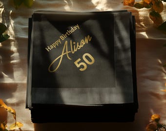 Happy Birthday Napkin, Personalized Party Napkin, Custom 50th Birthday Napkin, Unique Birthday Decor, Special Birthday Napkin