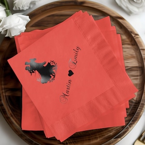 Custom Personalized Wedding Napkins, Dancing Couple Napkins, Engagement Napkins, Elegant Dinner Napkins, Party Decor Napkins, Anniversary
