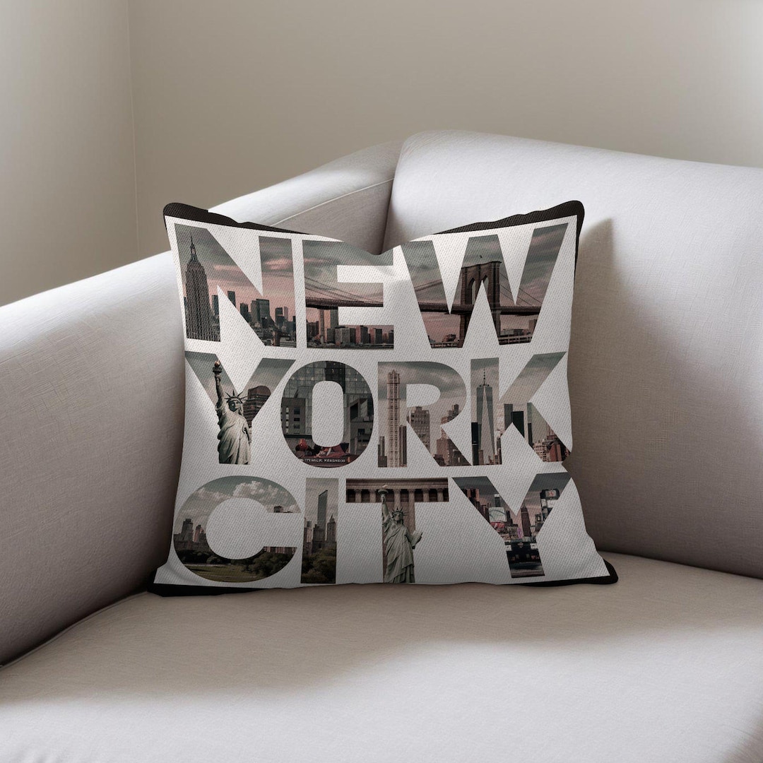 New York City Woven Pillow, Custom Woven Cushion, NYC Skyline Pillow ...
