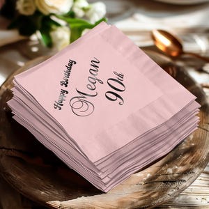 Personalized Birthday Napkins, 90th Birthday Party Decor, Custom Party Supplies, Happy Birthday Napkins, Milestone Celebration