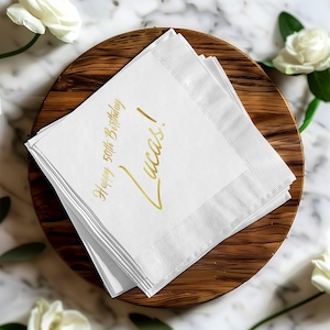 Tovaglioli per il 50° compleanno, tovaglioli di compleanno personalizzati, tovaglioli per feste personalizzati, decorazioni di compleanno uniche, articoli per feste di 50° compleanno