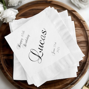Custom Birthday Napkin, Personalized 45th Birthday Decor, Custom Name Napkins, Birthday Party Supplies, Special Occasion Napkins