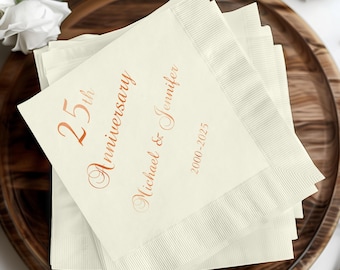 25th Anniversary Napkins, Personalized Anniversary Gift, Custom Napkins, Premium Wedding Anniversary Napkins, Luxury Napkins