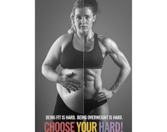 Motivational fitness poster, choose your hard poster, fitness motivation wall art, gym inspiration poster, workout motivation decor