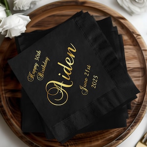 Happy 30th Birthday Napkin, Custom Birthday Napkins, Personalized Party Napkins, Custom Text Napkins, Special Event Napkin