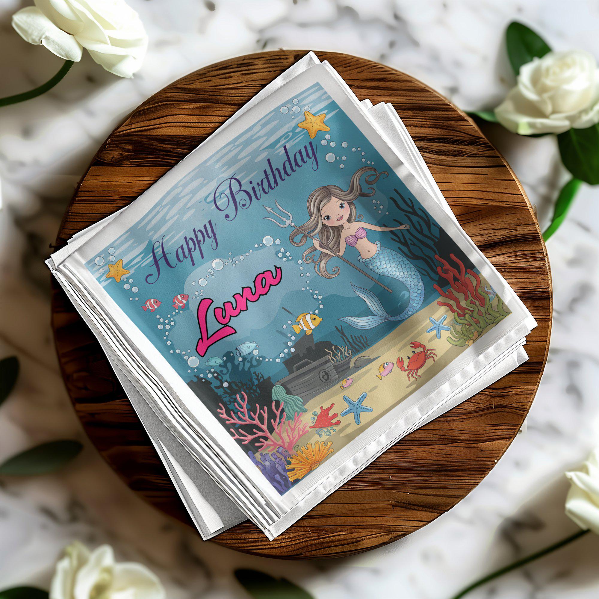 Magische Meerjungfrauen-Papierservietten – 16 Stück, 33 X 33 Cm | Für Kindergeburtstag, Babyparty & Deko