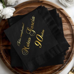 Custom Name Birthday Napkin, 90th Birthday Party Decor, Personalized Party Napkins, Custom Birthday Gift, 90th Celebration Napkin