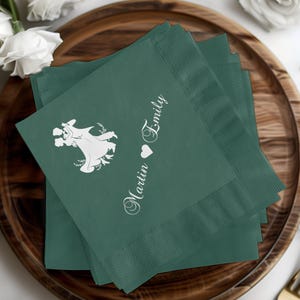Custom Personalized Wedding Napkins, Dancing Couple Napkins, Elegant Reception Napkins, Monogram Napkins, Anniversary Napkins