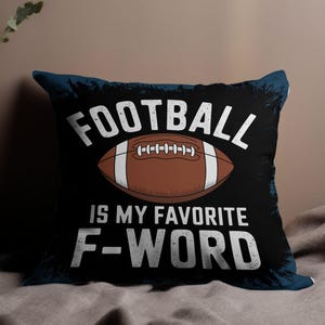 Football Throw Pillow, Woven Football Decorative Pillow, Favorite F Word Throw Pillow, Football Lovers Cushion, Sports Home Decor