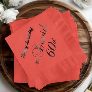 Birthday Napkins Custom, Personalized Birthday Party Napkins, Elegant Celebration Napkins, Milestone Birthday Napkins Bulk