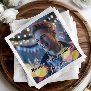 Tovaglioli personalizzati per il 18° compleanno, tovaglioli personalizzati, tovaglioli Daniel, tovaglioli con foto, tovaglioli per feste, decorazioni per feste