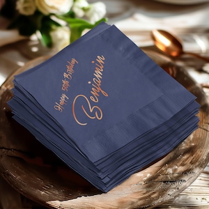 Personalized Happy Birthday Napkin, Custom Party Napkins, 50th Birthday Celebration Napkins, Custom Name Napkins, Birthday Party Decor