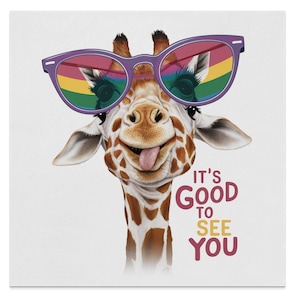 Colorful Giraffe Napkin, Fun Animal Party Napkins with Sunglasses, Eco-Friendly Paper Napkin Pack, Giraffe Lover Gift