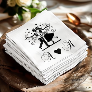 Custom Wedding Napkins, Personalized Napkins, Just Married Napkin, Elegant Wedding Decor, Bridal Shower Napkins, Party Napkin