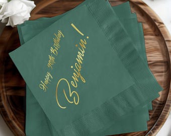 Foil Stamped 90th Birthday Napkins, Personalized Party Decor