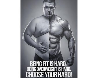 Poster motivazionale per il fitness: scegli il tuo allenamento duro, arte murale per palestra