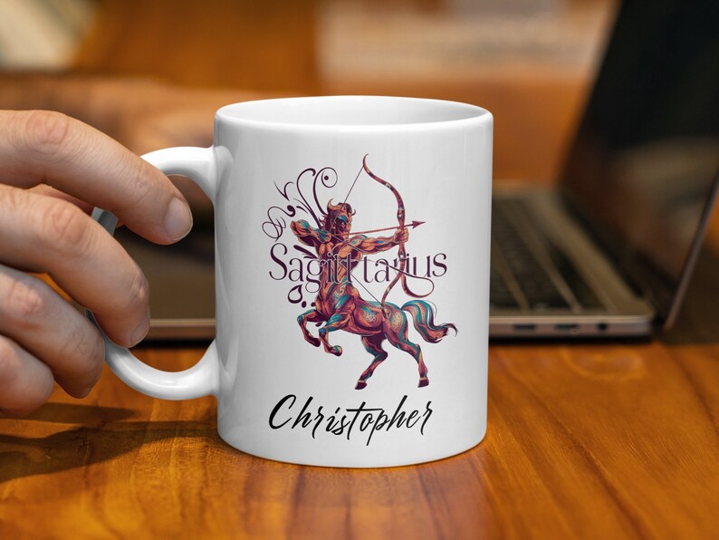 Sagittarius Zodiac Sign Centaur Mug, Custom Name Mythical Creature ...