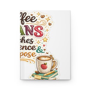 Agenda con copertina rigida "Coffee Plans & Purpose" / Tazza di caffè, chicchi di caffè, appunti