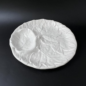 Vintage Japanese Ceramic Dip Platter: Mid-Century Maple Leaf Design
