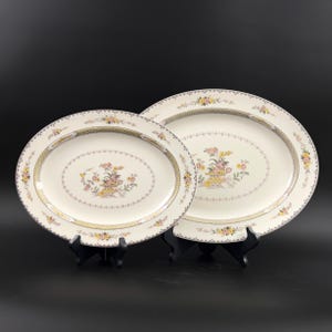 Set of Two - Royal Doulton Oval Serving Platters in Hamilton TC 1090 Pattern, Royal Doulton 13 inch Platter & Royal Doulton 16 inch Platter