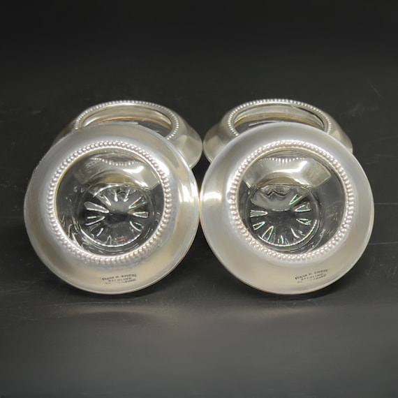 Lot De 4 Salières En Cristal Et Argent Sterling – Vintage, État Correct