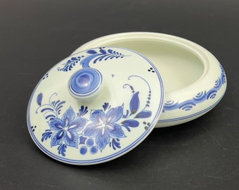 Bonbonnière florale bleu de Delft vintage - Bonbonnière Plateelbakkerij Schoonhoven